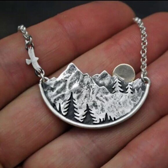 “Pursuit of Peace” Mountain TreeLandscape Necklace - Picture 5 of 7